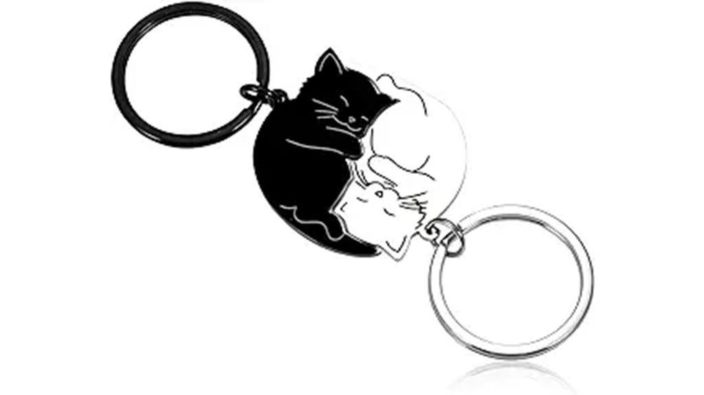 cat themed keychain for couples