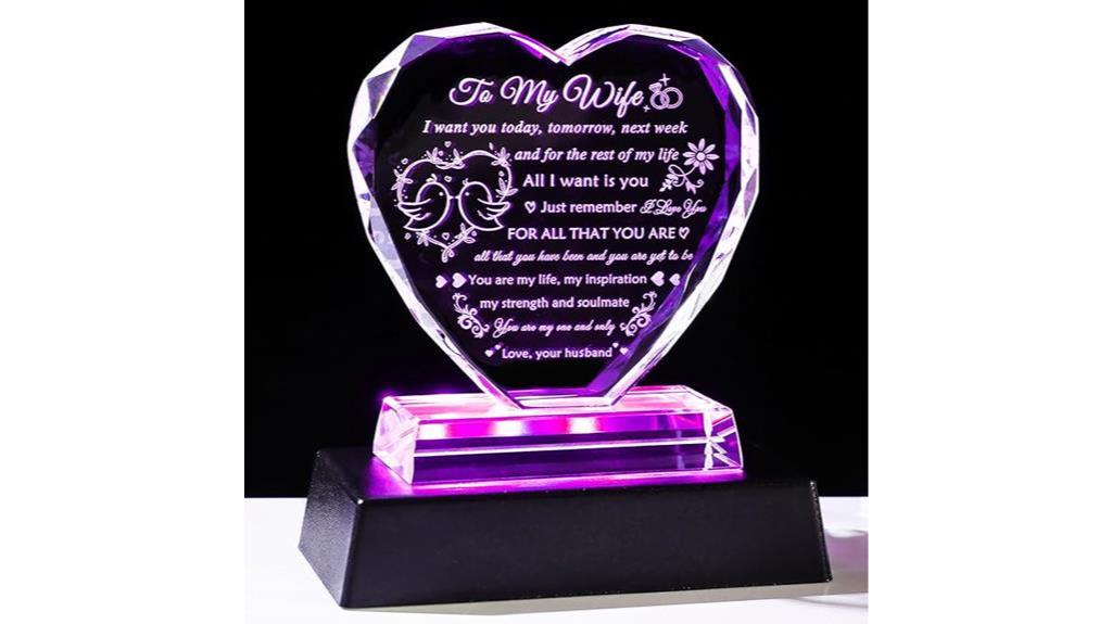 crystal anniversary keepsake with led base