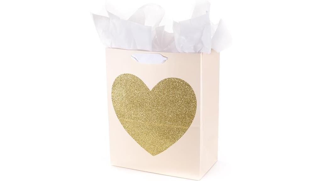 gold glitter heart gift