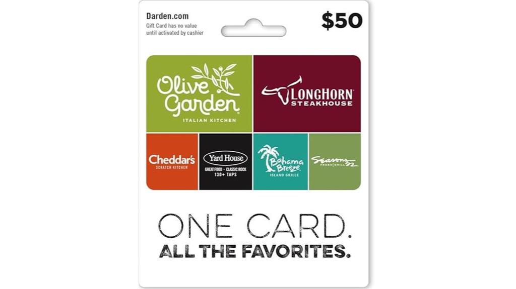 restaurant gift card option