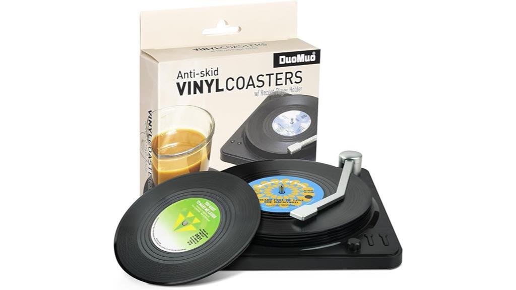 retro vinyl coaster set