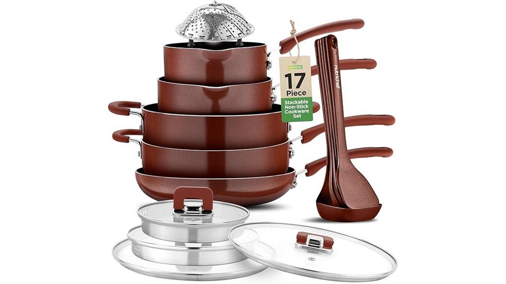 17 piece stackable cookware set