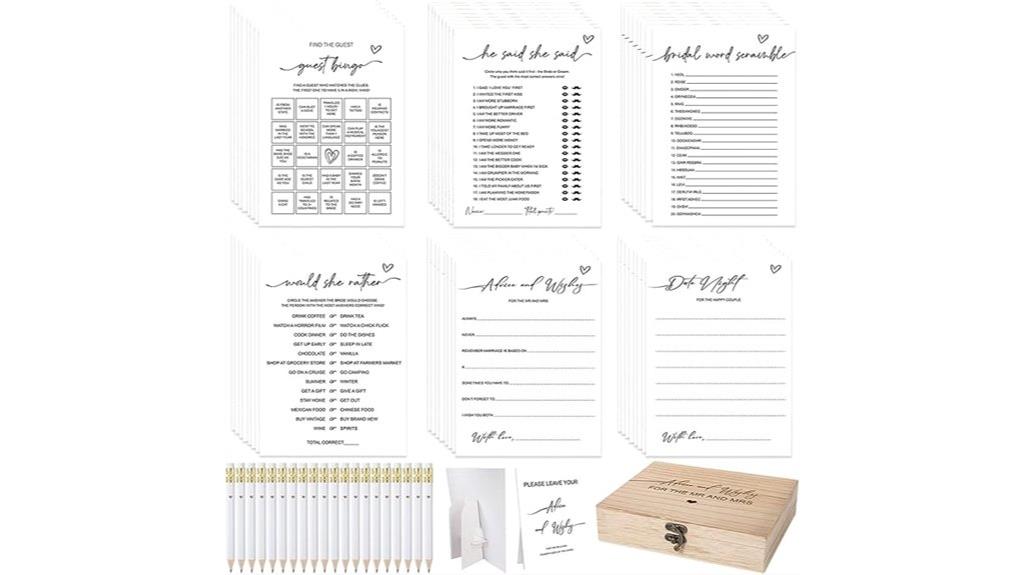 bridal shower game set