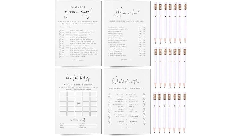 bridal shower game set