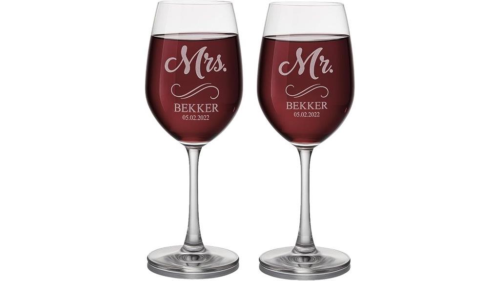 custom couples wine glasses