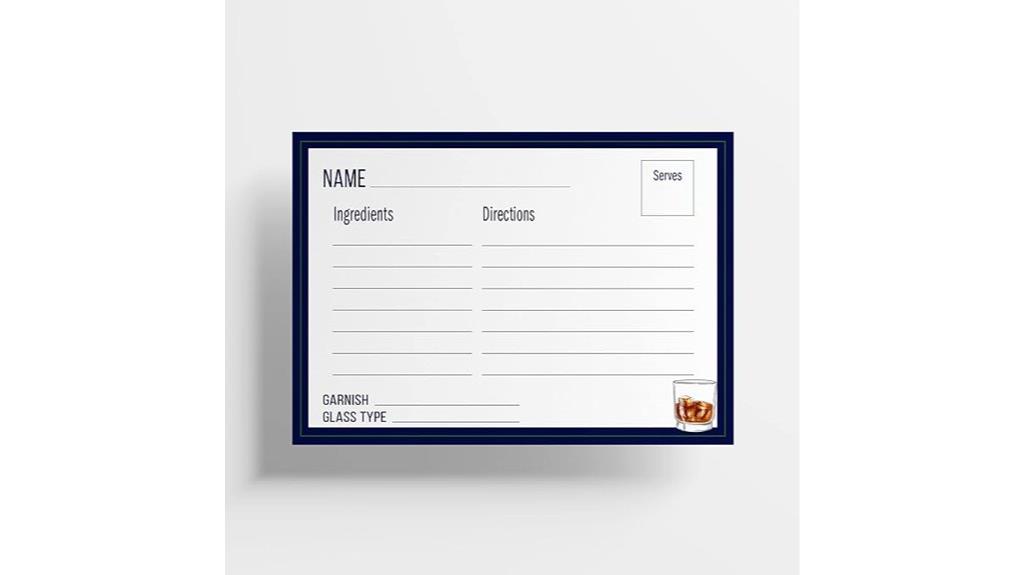 drink recipe card set