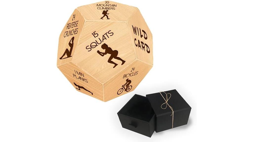 exercise dice in velvet pouch