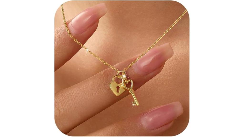 heart lock key necklace