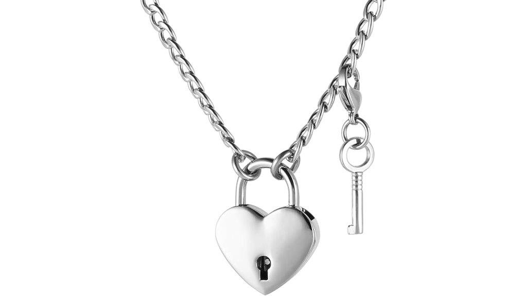 heart shaped key lock necklace