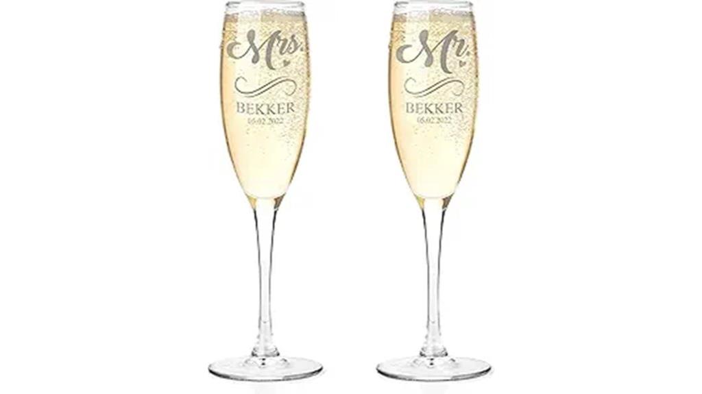personalized champagne glasses set