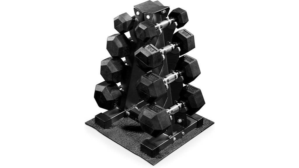 rubber coated hex dumbbell set
