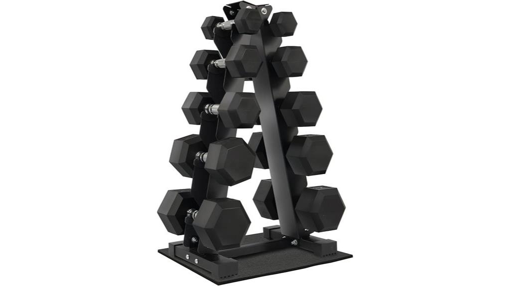 rubber coated hex dumbbells