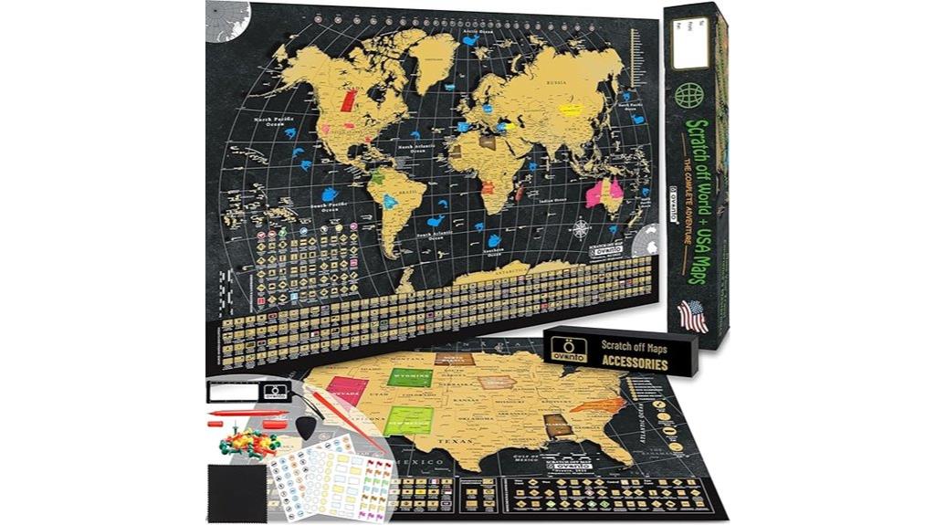 scratch map with pins