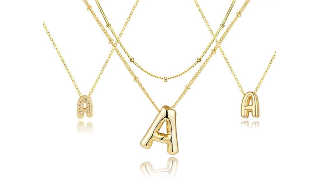 set of four bubble letter necklaces