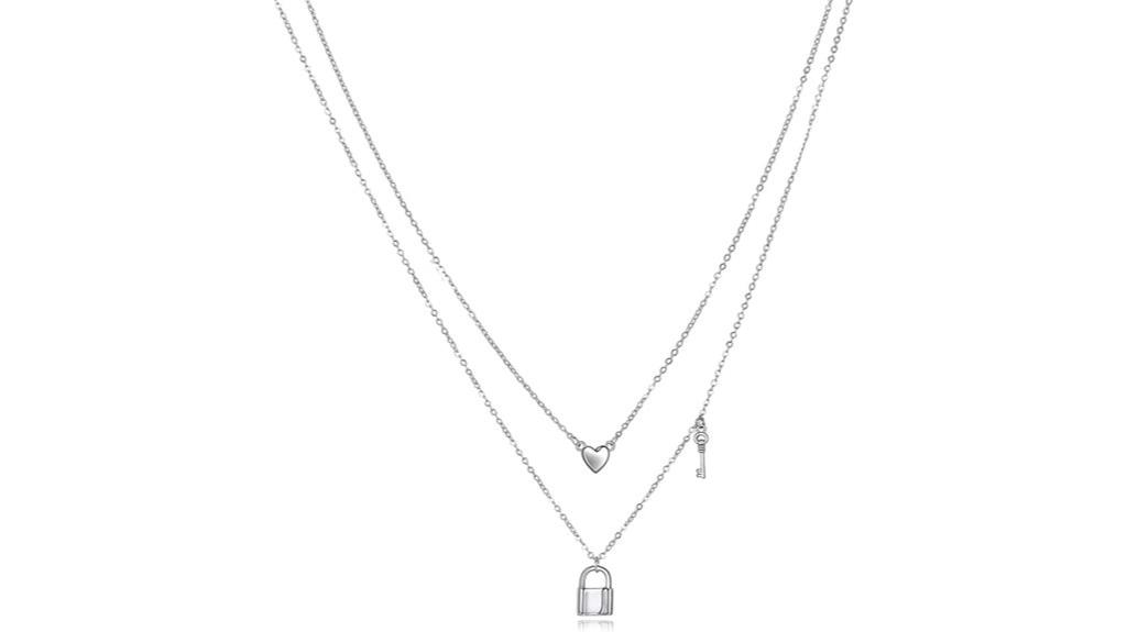 silver layered nature necklace