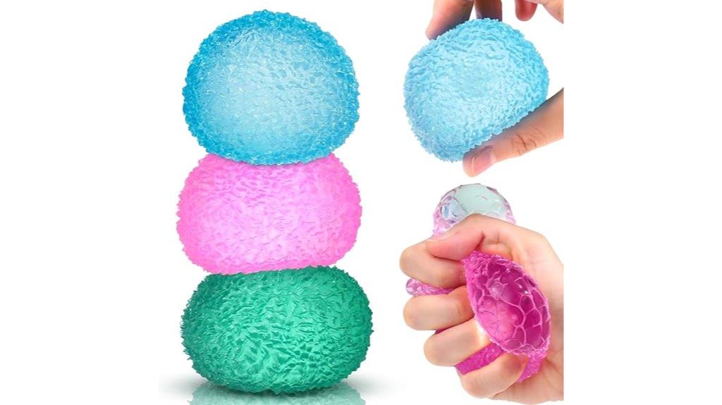 three stress relief balls