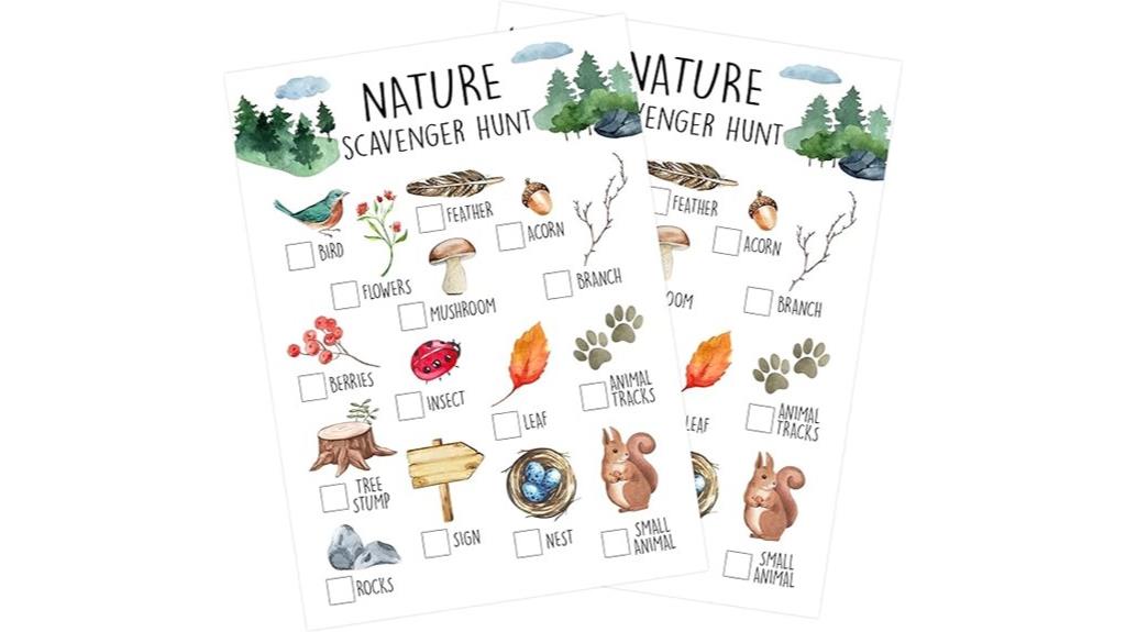 twenty five nature scavenger cards