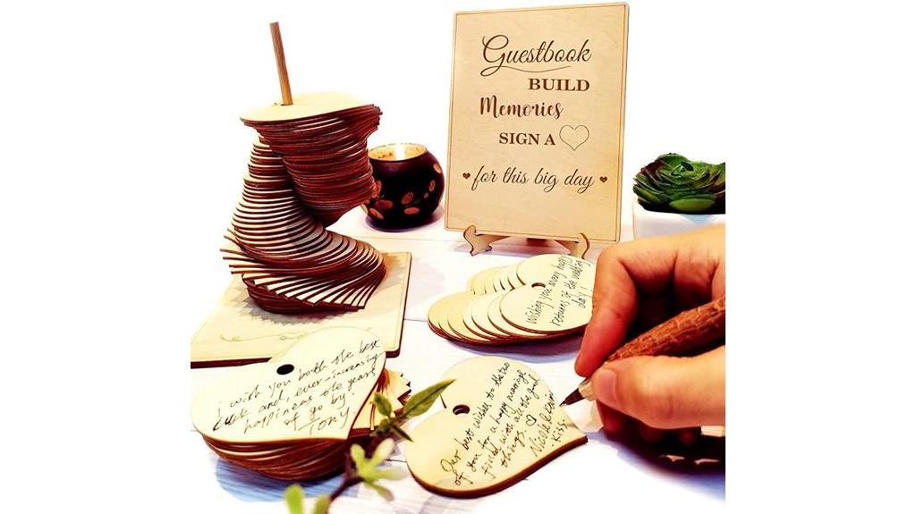 wooden hearts wedding sign