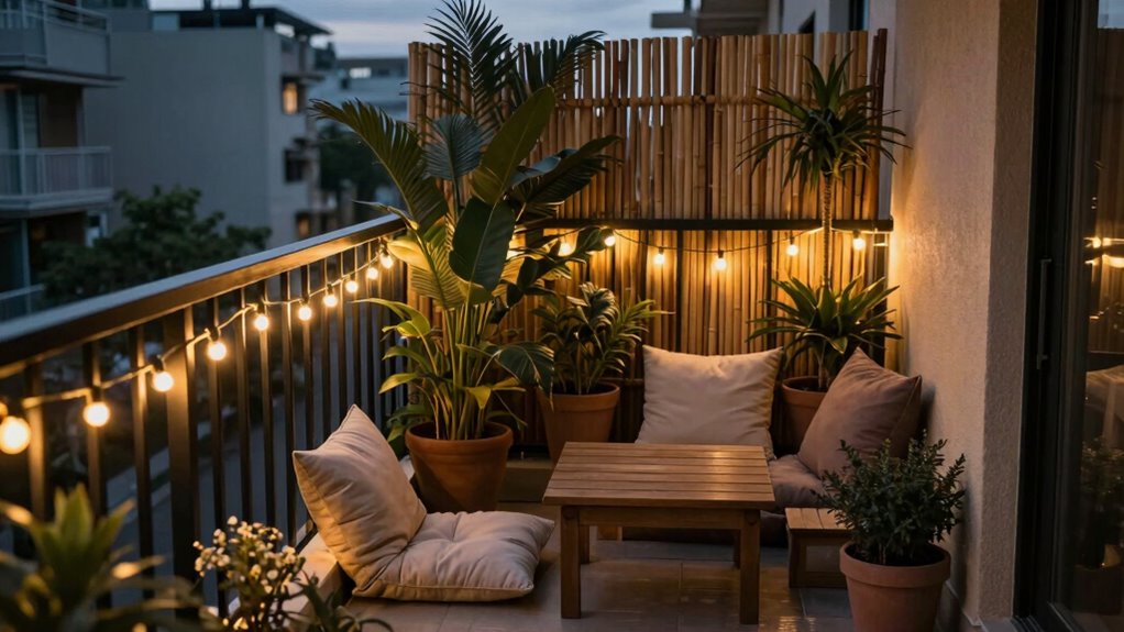 small balcony romantic lighting